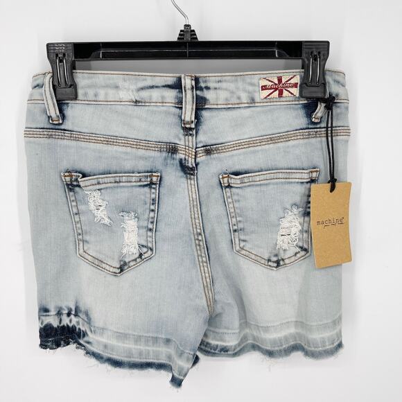 Machine NEW Women's Distressed Shorts Frayed Hem Light Denim Wash Size M/28 Blue - Picture 4 of 9